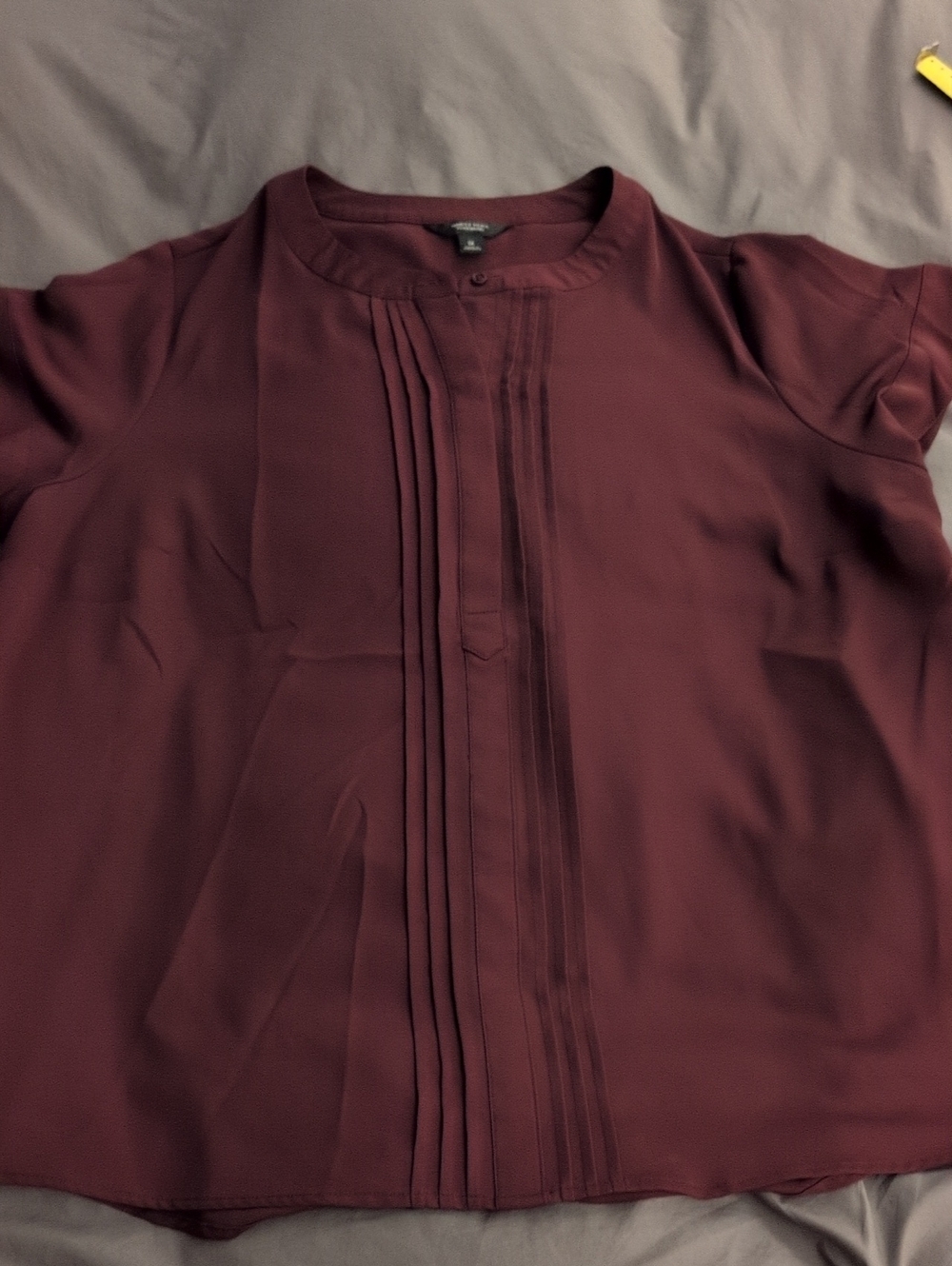 Simply Vera Pleated Front Wine Blouse 1x
